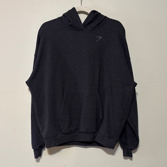 Gymshark Tops - Gymshark Men's Charcoal Black Logo Hoodie